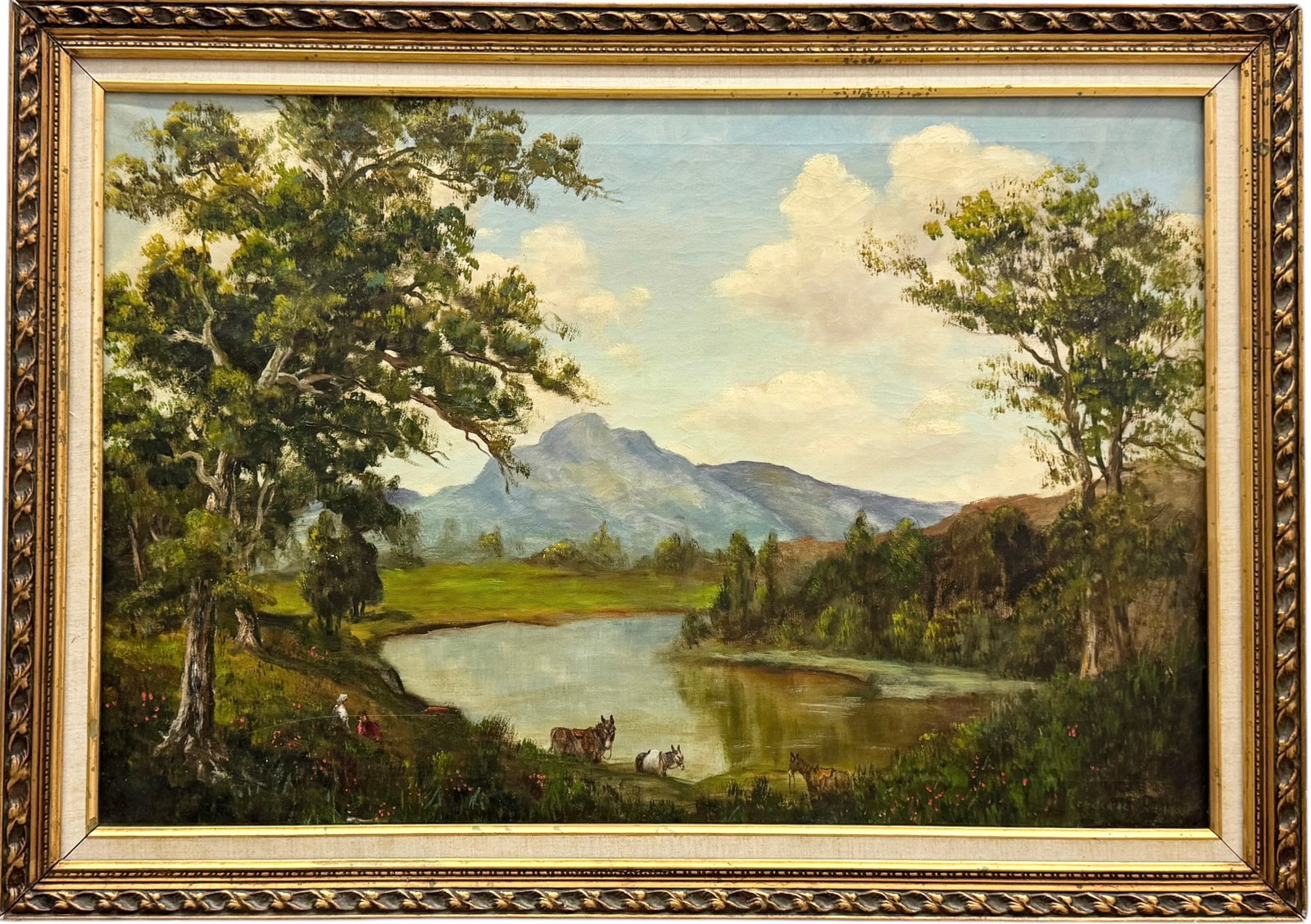 FREDERICK DUNCAN Early 20th Century English Mountain Landscape: Oil on canvas 36 x 24 in, 41 x 29 in
