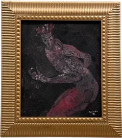 Vintage Cuban School Modernist Nude Male Figure Signed Guillen Oil On Board