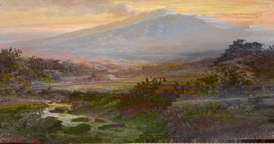 SOEDJONO ABDULLAH (1911-1993, Indonesia) Monumental Mountain Landscape 62 3/4" (1 of 6)