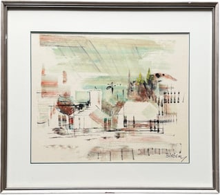 ALFRED BIRDSEY (1912-1996, Bermuda) Townscape Watercolor