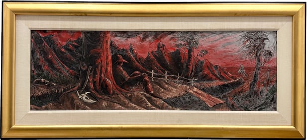 Jacques-Enguerrand Gourgue (b. 1930-1996, Haiti)  Large Landscape With Voodoo Elements