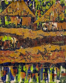 DANIEL LAFONTANT  (20th c, Haitian) Jamel Artist, Heavy Impasto Abstract 1973