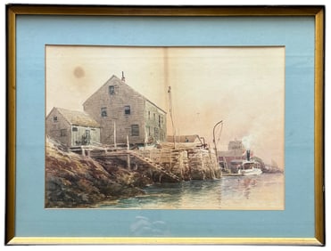 HENDRICKS A HALLET (1847-1921, American) Massachusetts Harbor Scene