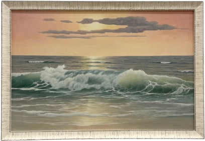 CARL KENZLER (1872-1947, German) Luminist Seascape Of Crashing Waves