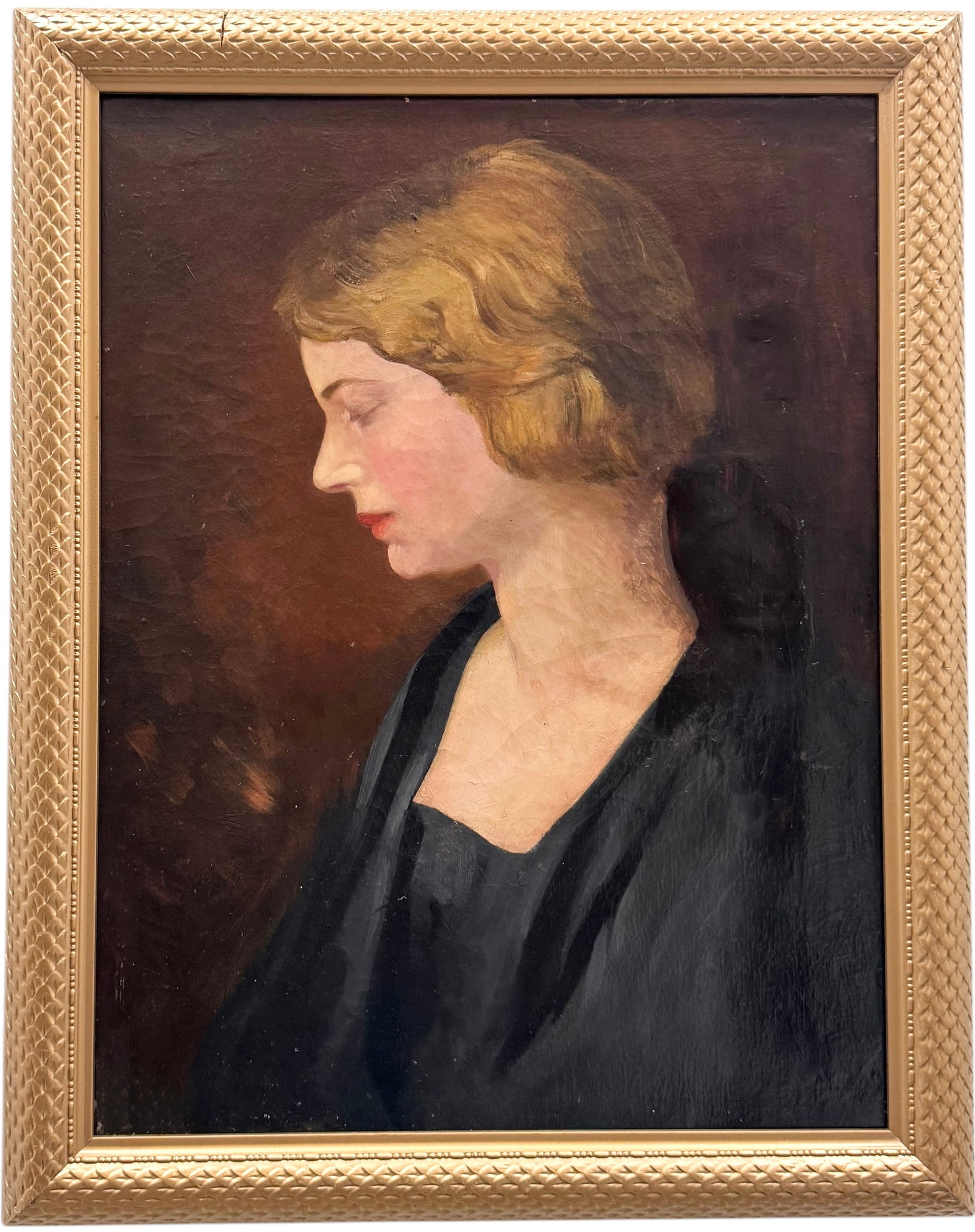 Early 20th Century European School Portrait Of A Young Woman Signed Upper Right: Oil on canvas 21 x 16 in, 24.5 x 19.5 in (framed)