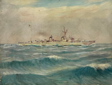 ADOLFO SAPORETTI (1907-1974, Italian) Marine Navy Ship Painting
