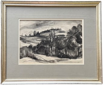 GEORGE CRESS (1921-2008, American) Tennessee Artist, Regionalist WPA Era Landscape