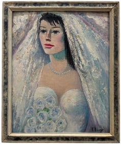 FLORENCE KREIGER (1919-2011, American) Modern Portrait Of A Bride In Veil