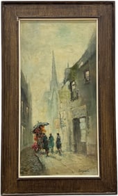 French School Impressionist Paris Street Scene Signed