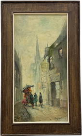 French School Impressionist Paris Street Scene Signed (1 of 4)