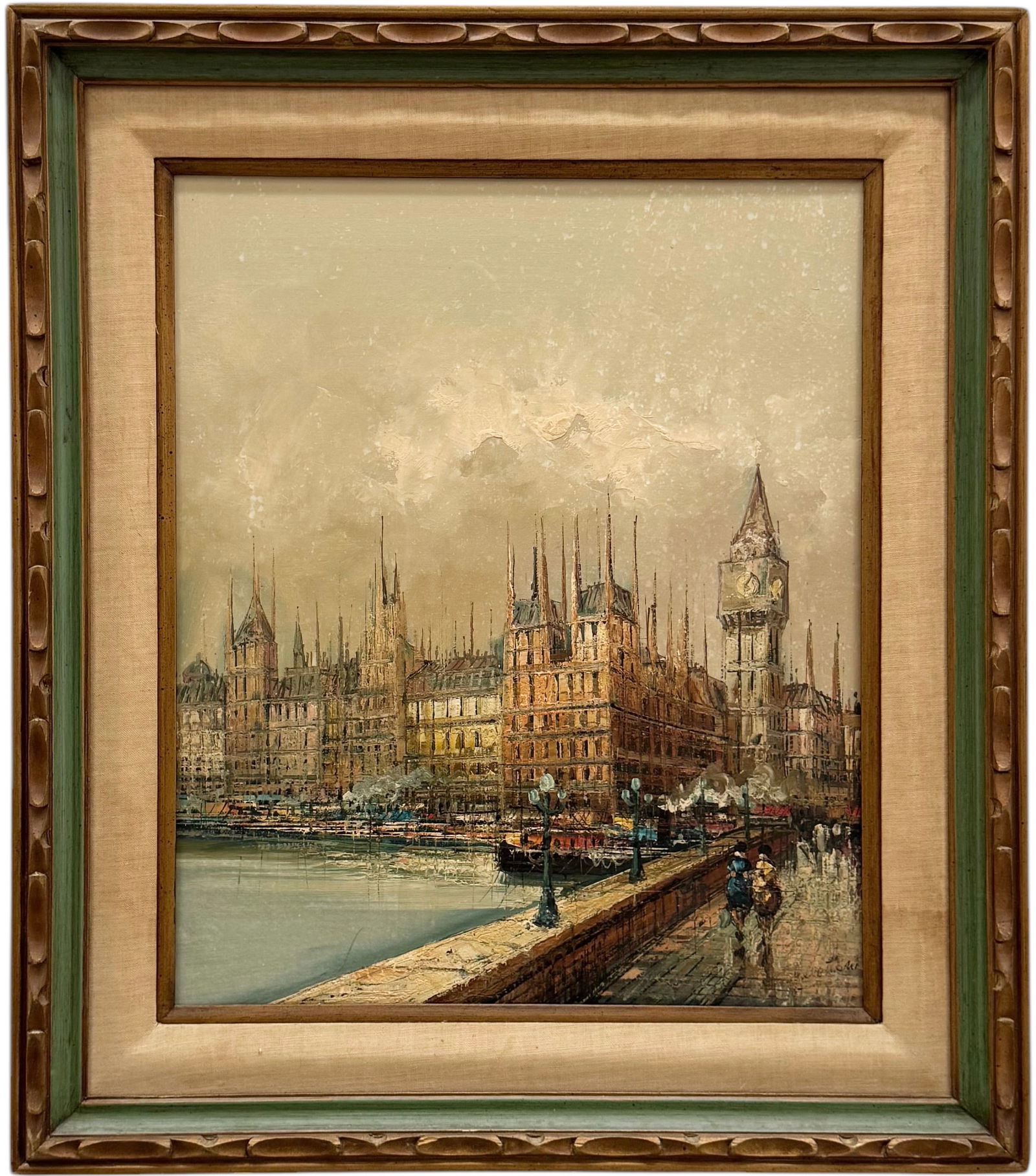 Mid-Century Oil Painting Cityscape Of London Big Ben In Period Frame (1 of 4)