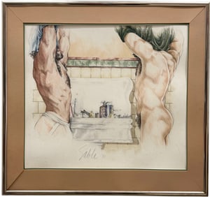 KAS SABLE (b. 1947, American) Male Nudes, Gay Interest Colored Drawing