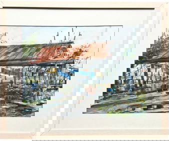 ROBERT BRUCE WALLACE (20th c, American) Weathered Shrimpers Harbor