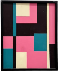 Vintage American School Geometric Abstract Oil Painting