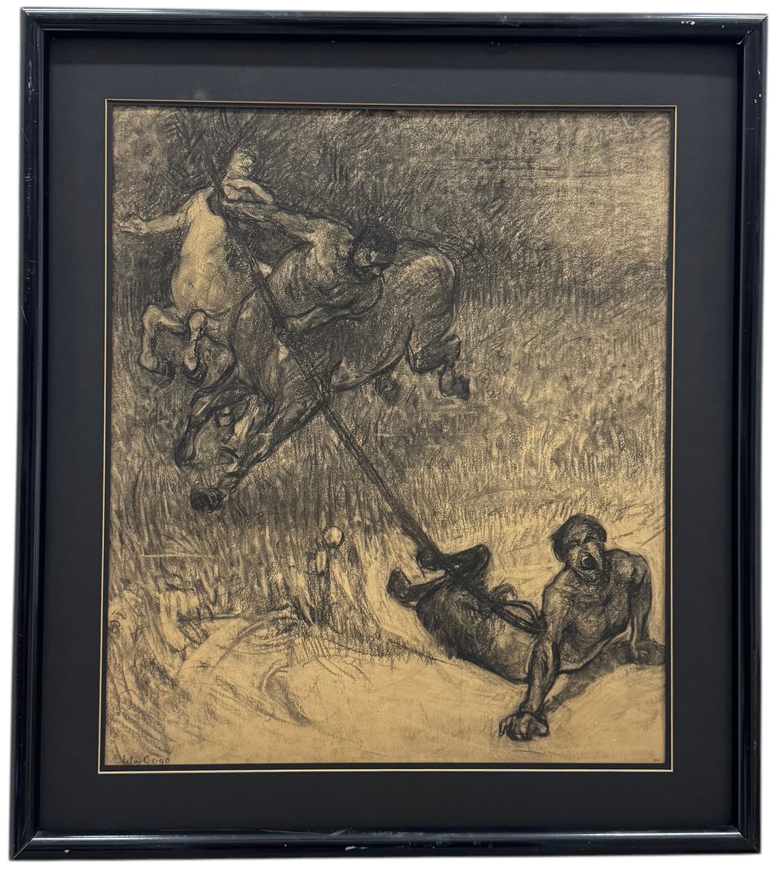 FELIX GOGO (1872-1953, Belgium) Centaur Roping Figure, Mythological Drawing (1 of 6)