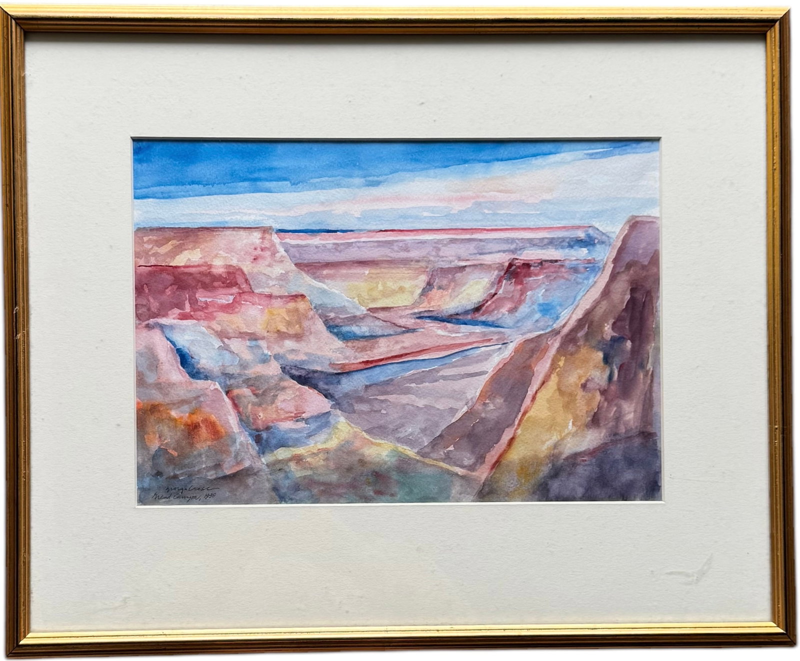GEORGE CRESS (1921-2008, American) Tennessee Artist, Grand Canyon Vista: Watercolor on paper 14 x 9.5 in (image), 21 x 17 in (framed)
