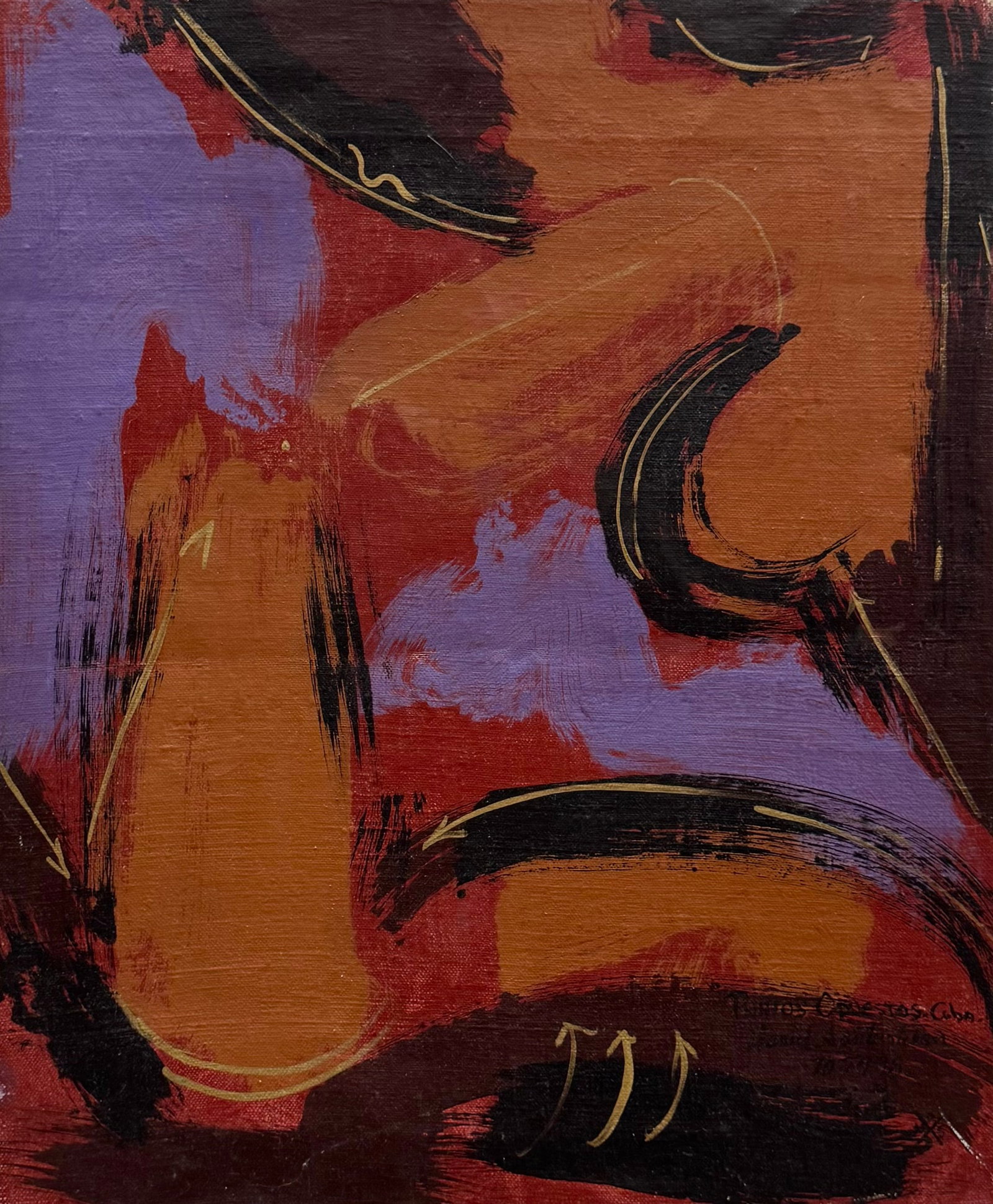 DANIEL SANTIESTEBAN (20th c, Cuban) Abstract "Puntos Opuestos", Miami Artist: Oil on canvas 23 x 19 in