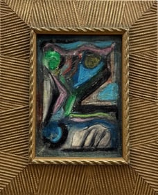 Nicely Framed Small Contemporary Abstract Oil Painting On Board 5" x 7"