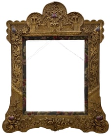 Highly Carved & Decorated Antique Wood Frame With High Arch Profile 17" x 14" , 30" x 24.5"