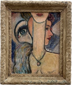 Mid-Century Modern American School Abstract Of Woman Signed