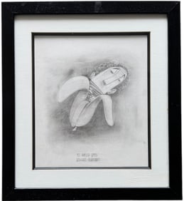 Cuban School Modernist Graphite Drawing Of A Banana