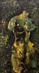 1960's Mid-Century Modern Nude Heavy Impasto Oil On Canvas Painting Signed