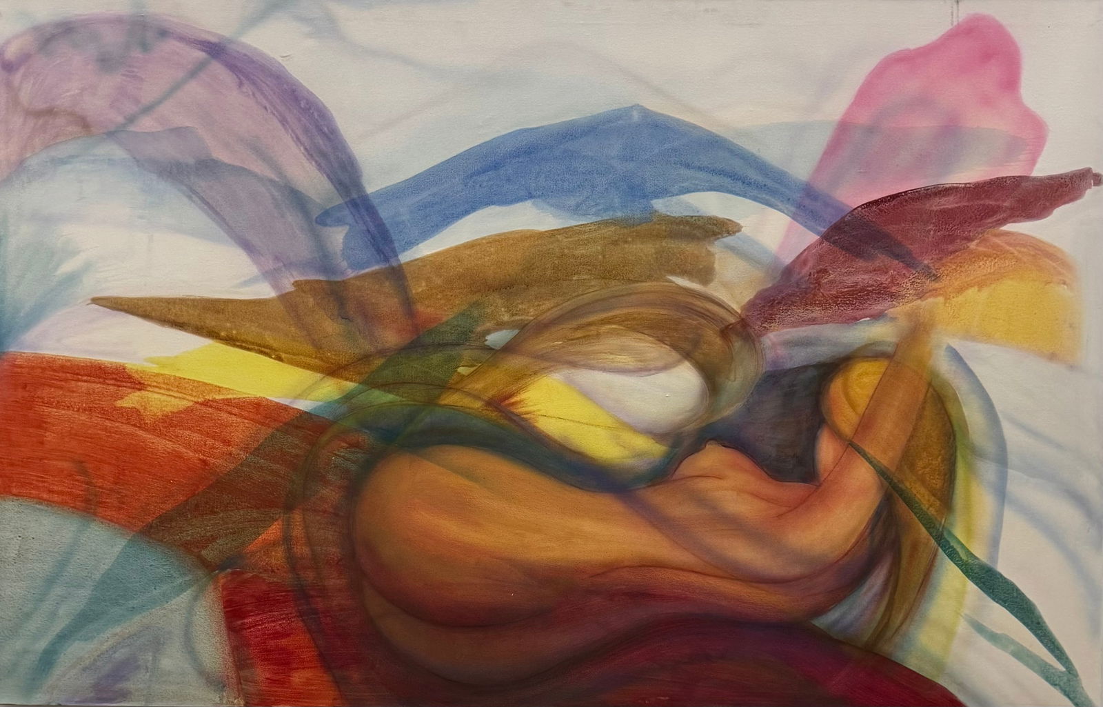 MONUMENTAL American School Mid-Century Modern Nude Oil On Canvas Painting 80": Appears unsigned. Oil on canvas 80 x 51.5. Must be picked up