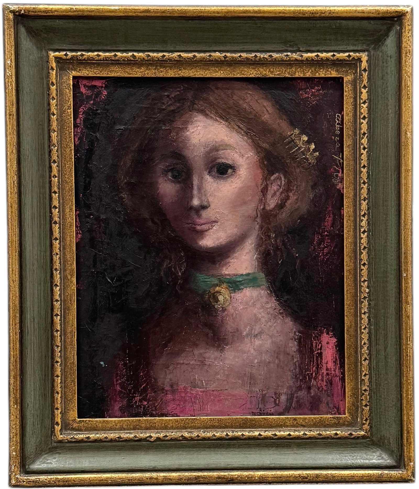 JOSE MITJANS PICO (1904-1991, Spanish, Cuban) Portrait, Nicely Framed: Oil on canvas 20 x 16 in, 27 x 23 in (framed)