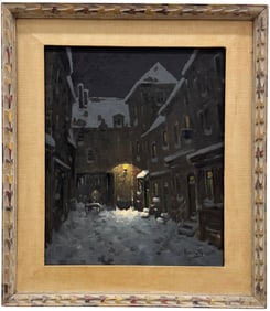 ARNOUT VAN GILST (1898-1982, Dutch) Luminist Snowy Townscape