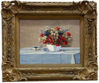 KEIST VUKOVIC (20th c, Czech Republic) Nicely Framed Still Life Of Flowers