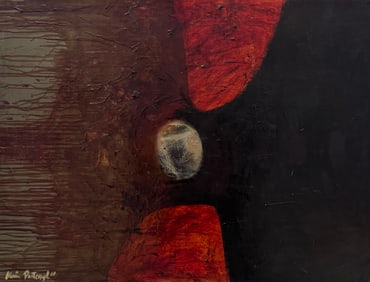 Mid-Century 1960's Non Objective Abstract Signed Illegibly Lower Left