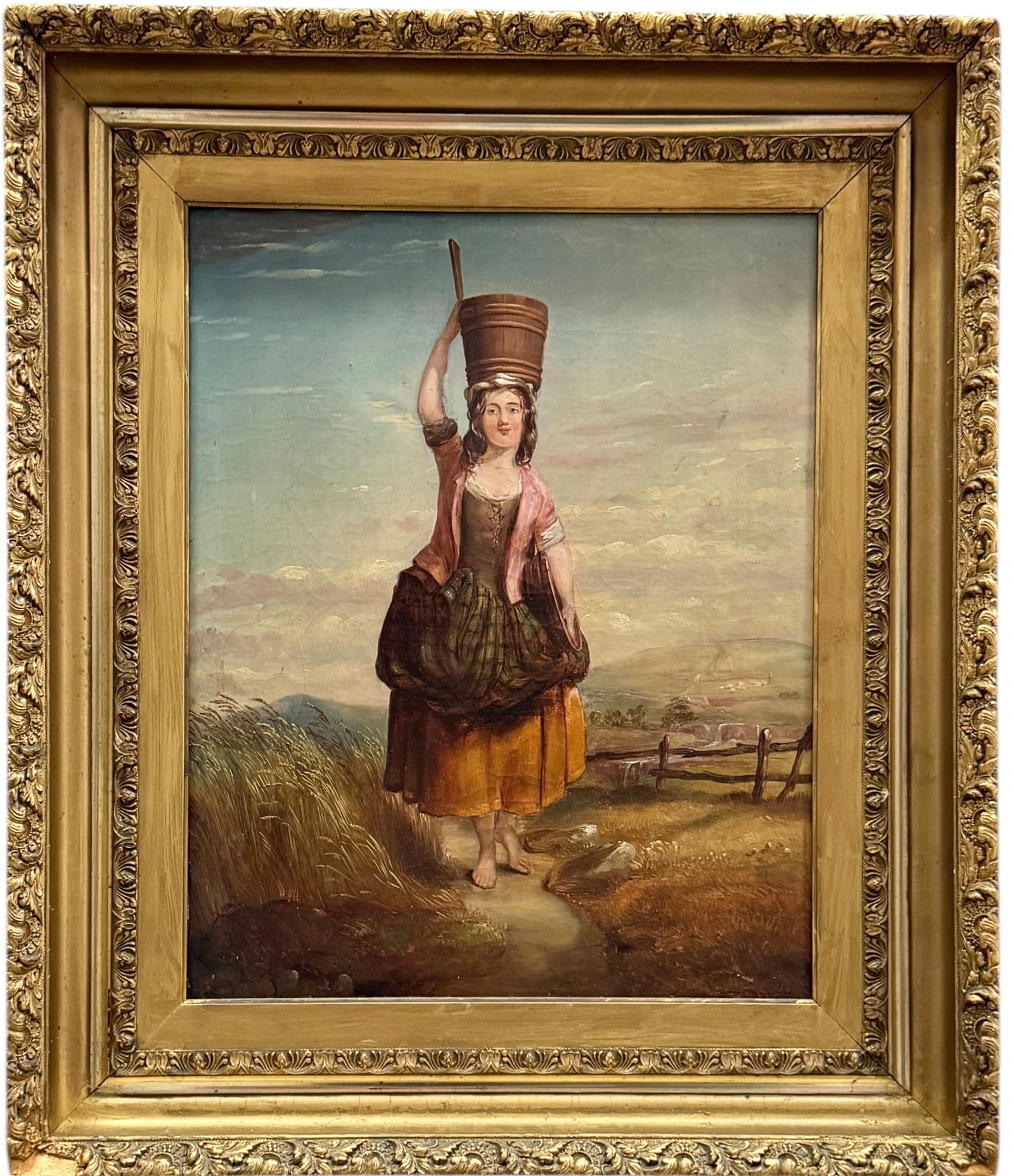 19th Century European School Milk Maid In Landscape In Beautiful Gold Period Frame (1 of 2)
