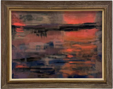 MURRAY HANTMAN (1904-1999, American) Monhegan Island Maine Artist: Oil on canvas 40 x 30 in, 48.5 x 38.5 in. We are pretty sure this work is Monhegan Island, Maine. Modernist painter Murray Hantman's career lasted sixty years in which his painting style evolved from