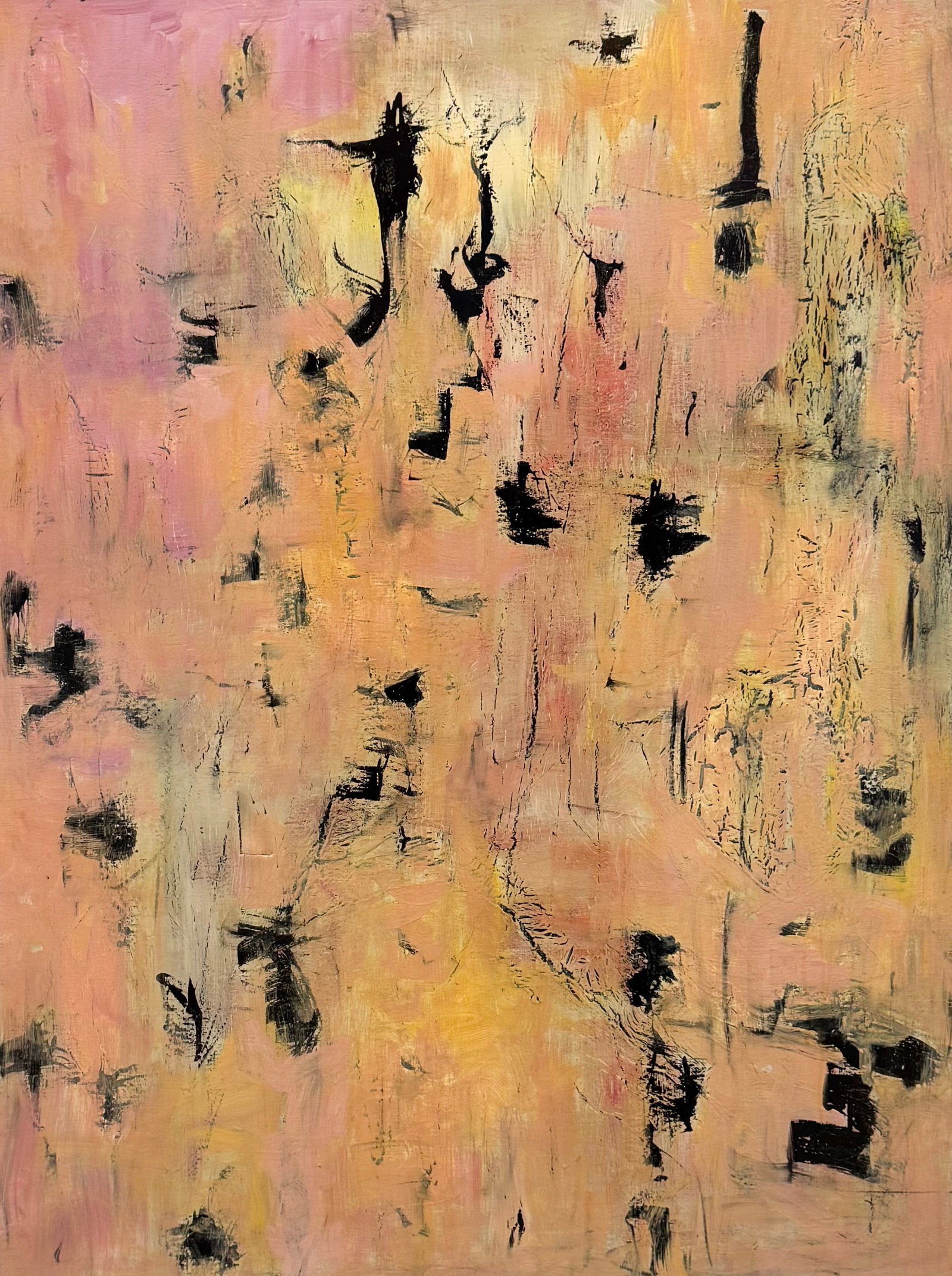 SHERMAN KHAN (20th c, Phillipines) Abstract Expressionist: Oil on canvas 36 x 48 in