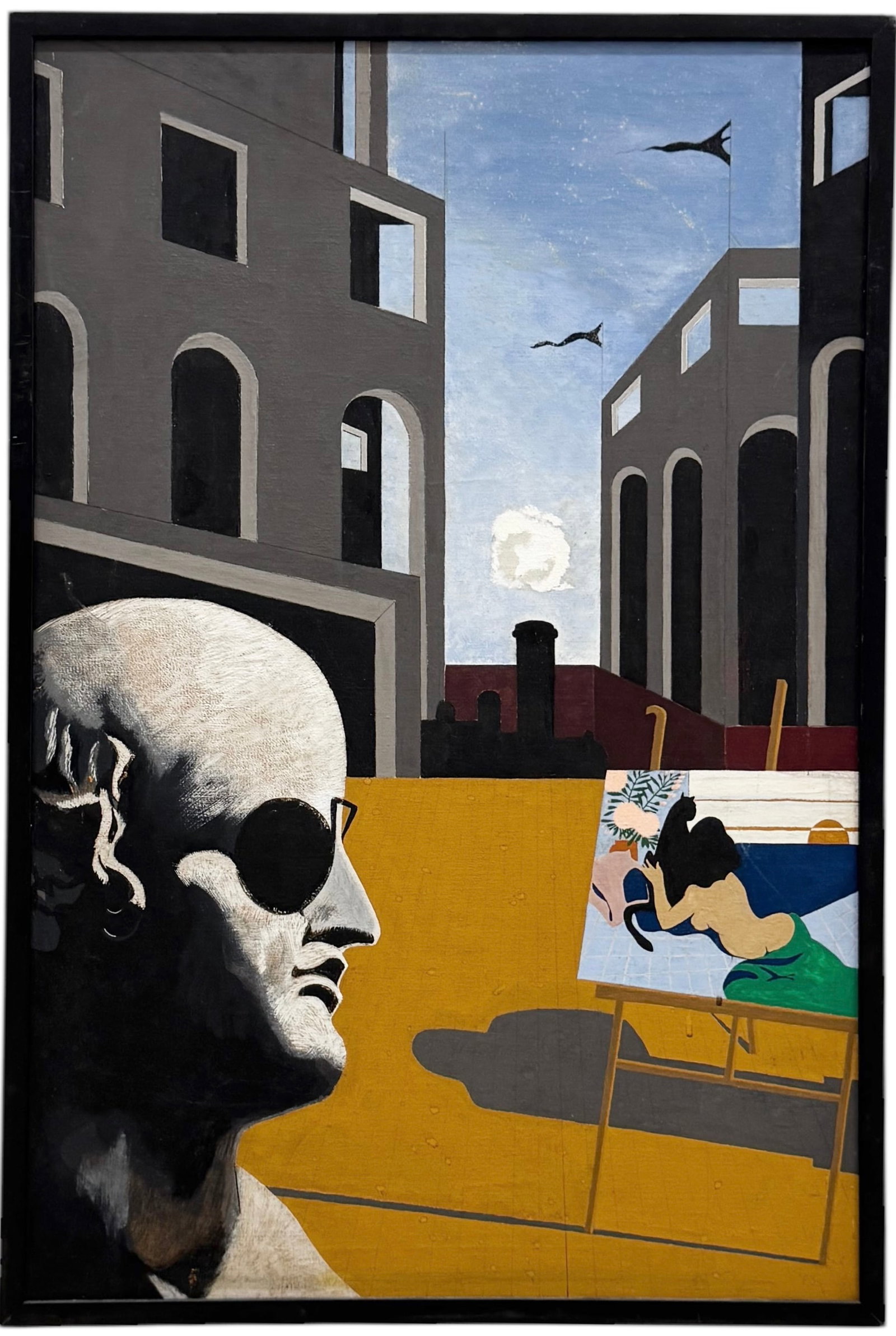 European School Mid-Century Avant-garde Surrealist Cityscape With Smokestacks (1 of 3)