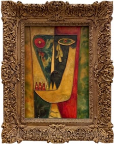 SALVADOR MESTRE (20th c, Mexican) Cubist "Woman Between Life & Death"