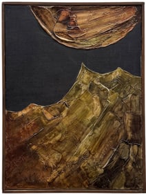 Mid-Century Modern Abstract Oil On Canvas Heavy Impasto