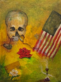 EDWIN LAWRENCE HARPER (20th c, American) Political Abstract American Flag Drugs