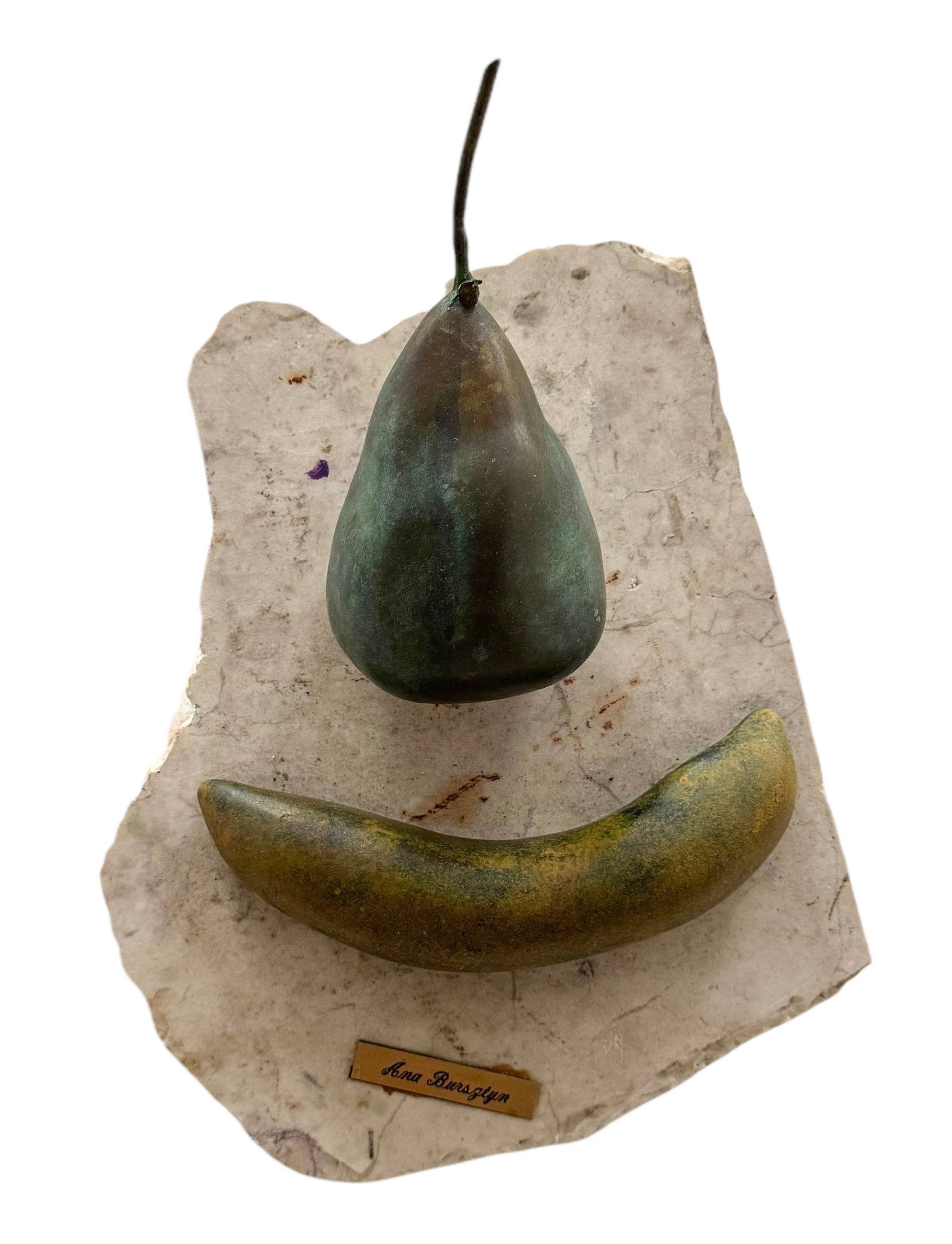 Modernist Bronze Wall Sculpture Of Fruit: Sculpture 10.5 x 10 in