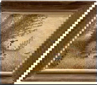 Vintage American School Country Landscape "Dirty Bird" Signed Nicely Framed