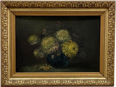 Early 20th Century Still Life Of Flowers Flowers In Period Gold Frame