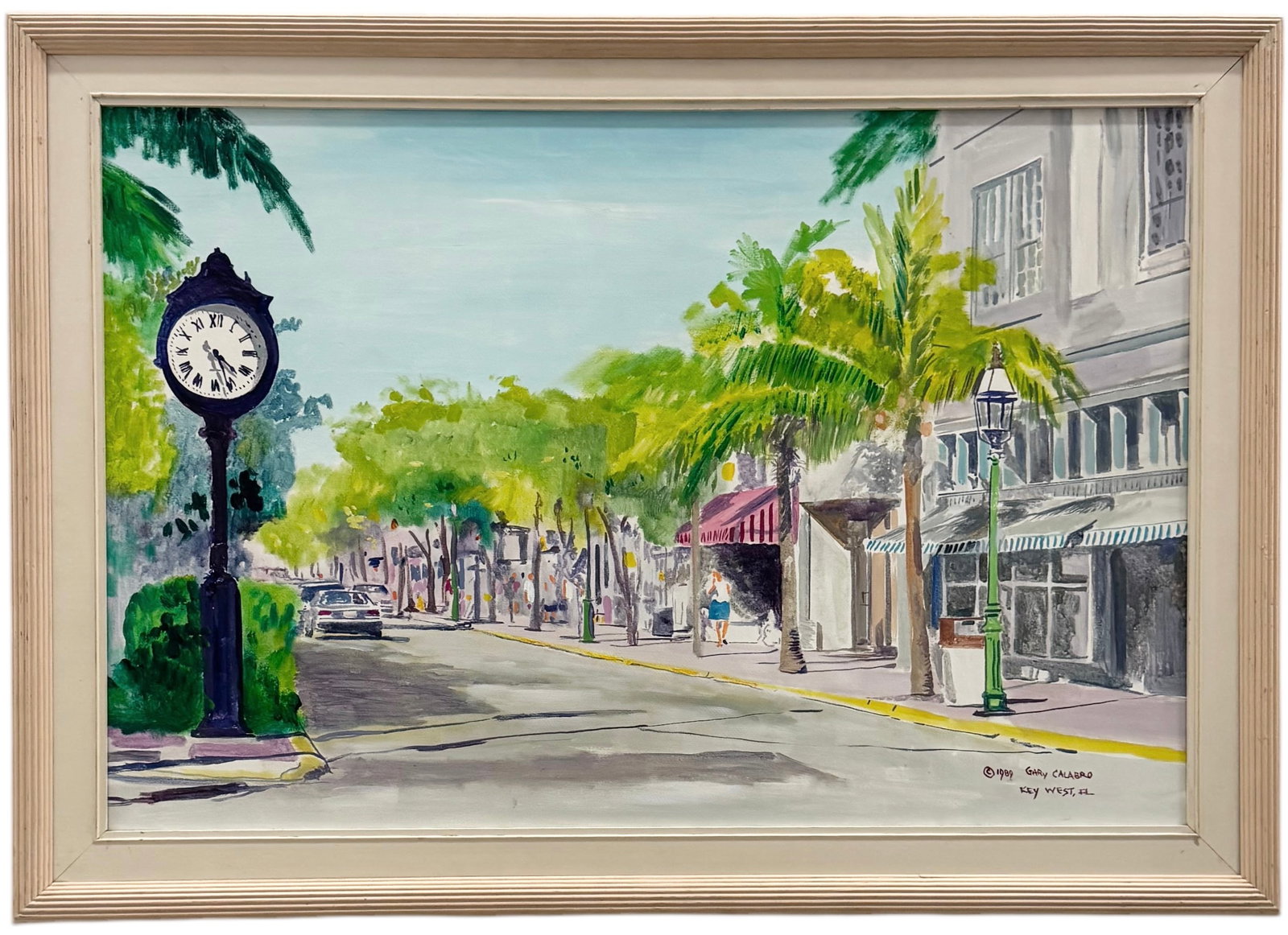 GARY CALABRO (20th c, American) Key West, Greenwich Connecticut Artist: Acrylic on canvas 36 x 24 in, 41.5 x 29.5 in (Framed)
