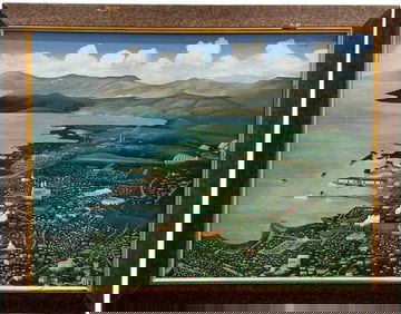 JOSEPH WILFRID DALEUS (1949-2017, Haiti) Port Au Prince Aerial View Cityscape