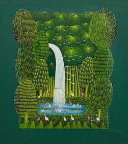 ANTOINE JOSEPH (20th c, Haitian) Large Landscape With Waterfalls