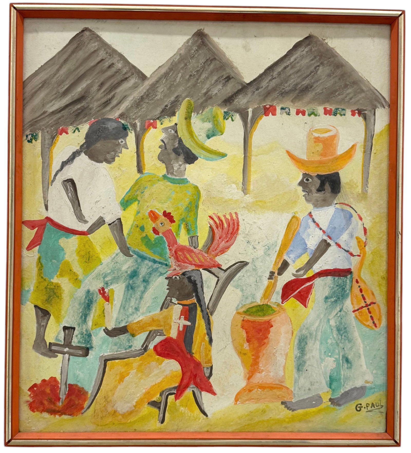 GERARD PAUL (b. 1943, Haitian) Voodoo: Oil on board 23 x 21 in