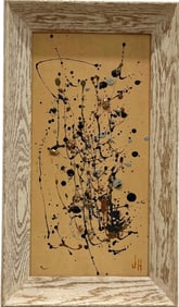 Mid-Century Modern American School Splatter Painting Monogrammed