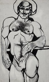 Vintage American School Black & White Portrait Of A Muscular Man, Gay Interest