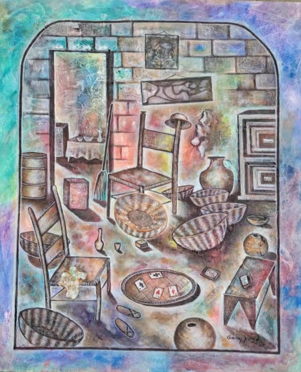 GARY FONG (20th c, Haitian) Interior Scene (1 of 2)