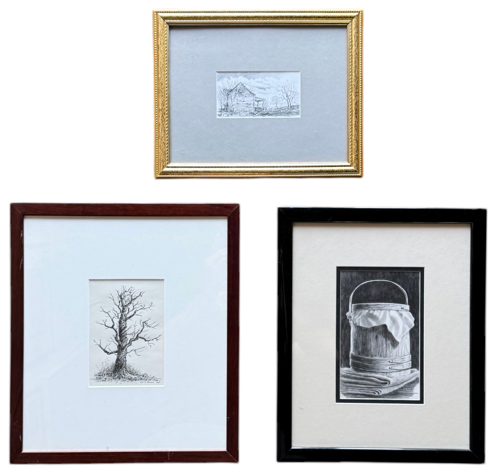 LISA TURNER (20th c, American) (3) Tennessee Country Drawings (1 of 4)