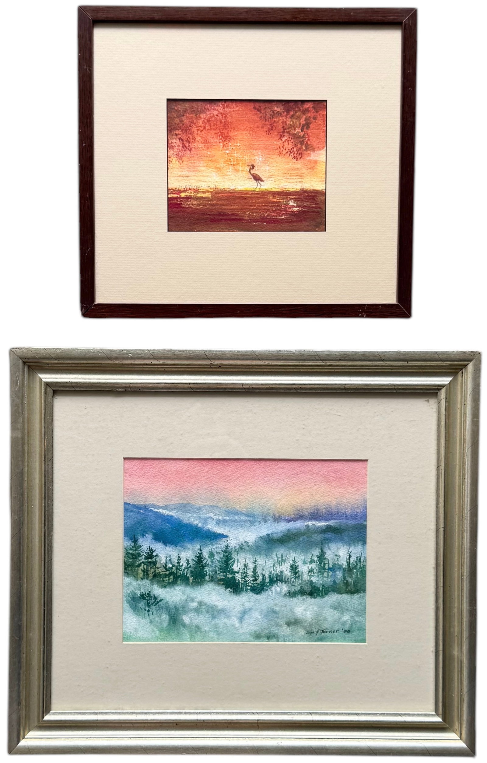 LISA TURNER (20th c, American) Tennessee Artist (2) Watercolors: Largest 17 x 14.5 in (framed)